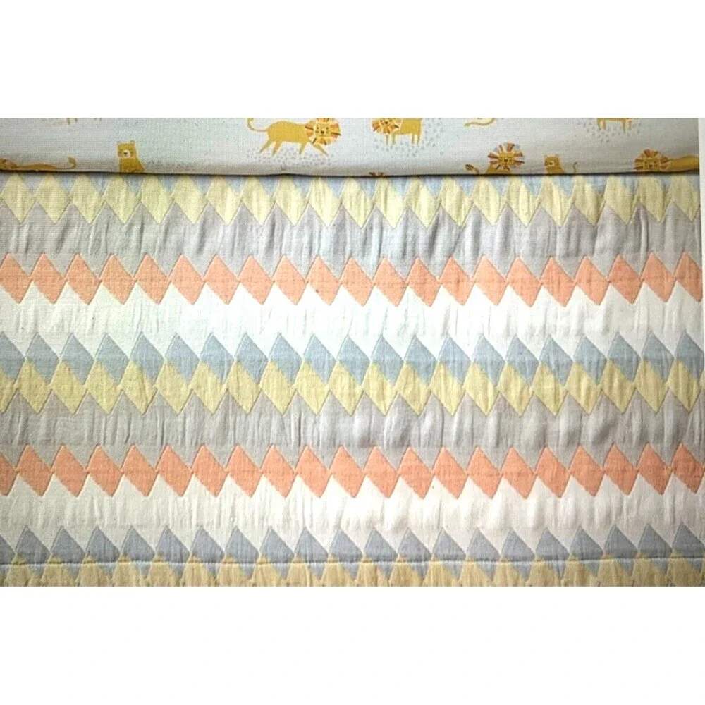 Pottery Barn Kids Organic Cotton Little Lion Jacquard Crib Skirt 58x28 Inches
